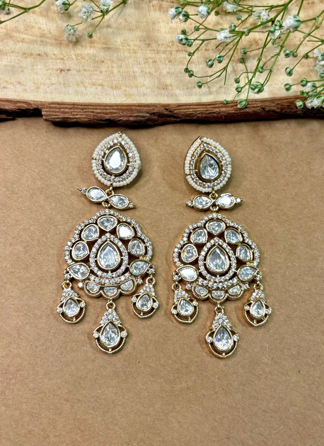 Naymee Gold Polki And Kundan Drop EarringsFabilicious Fashion