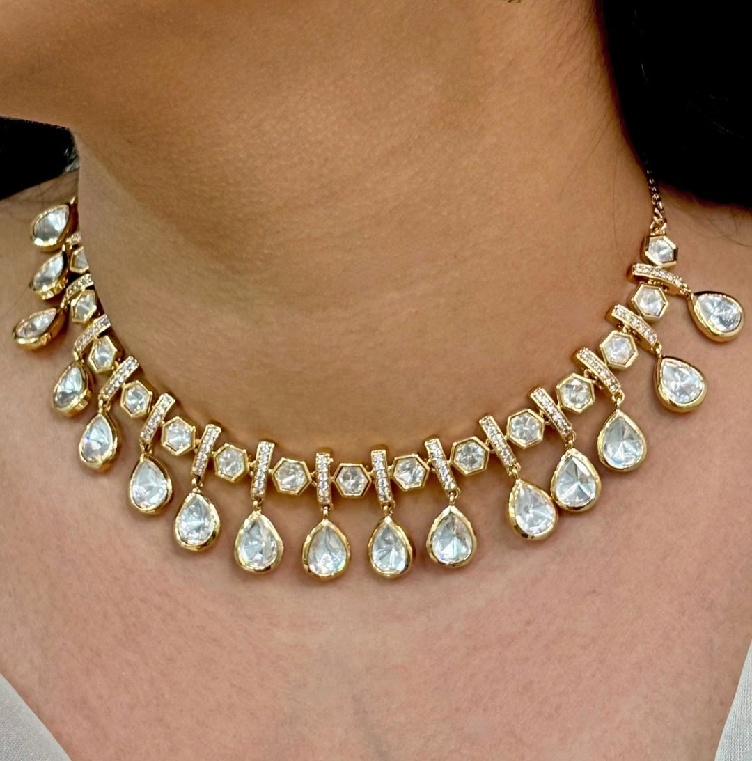 Naymee Gold Polki And Kundan Necklace SetFabilicious Fashion