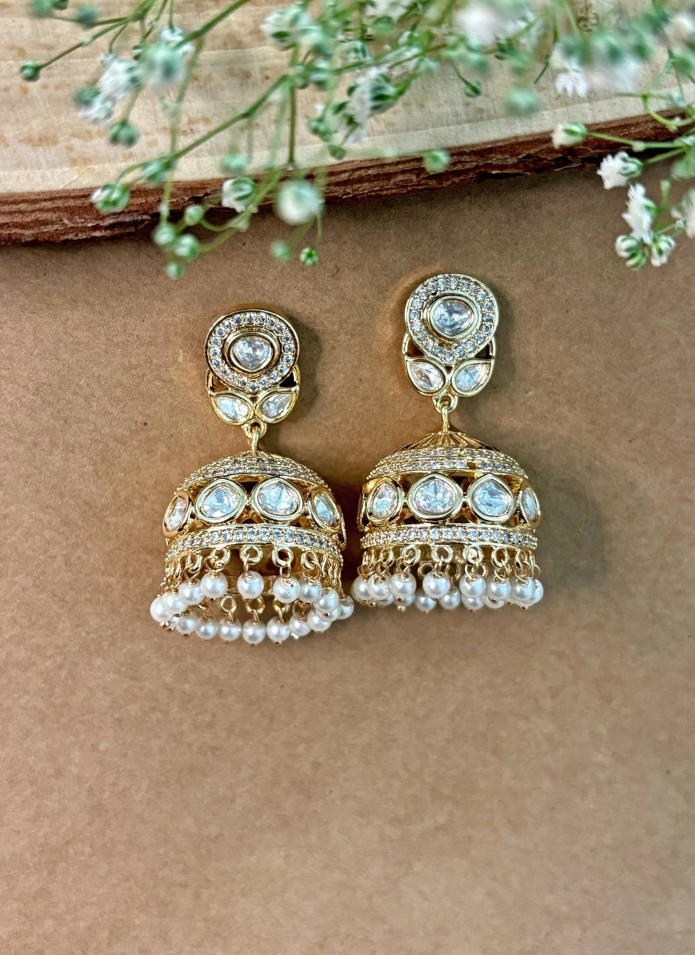 Naymee Gold Polki And Pearl JhumkaFabilicious Fashion