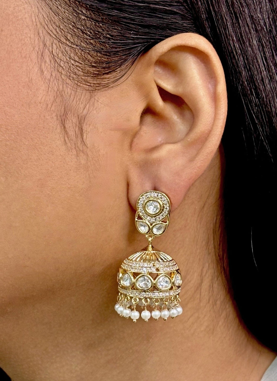 Naymee Gold Polki And Pearl JhumkaFabilicious Fashion