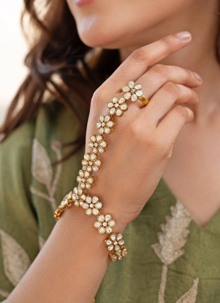 Do Taara Gold Polki Floral HathphoolFabilicious Fashion