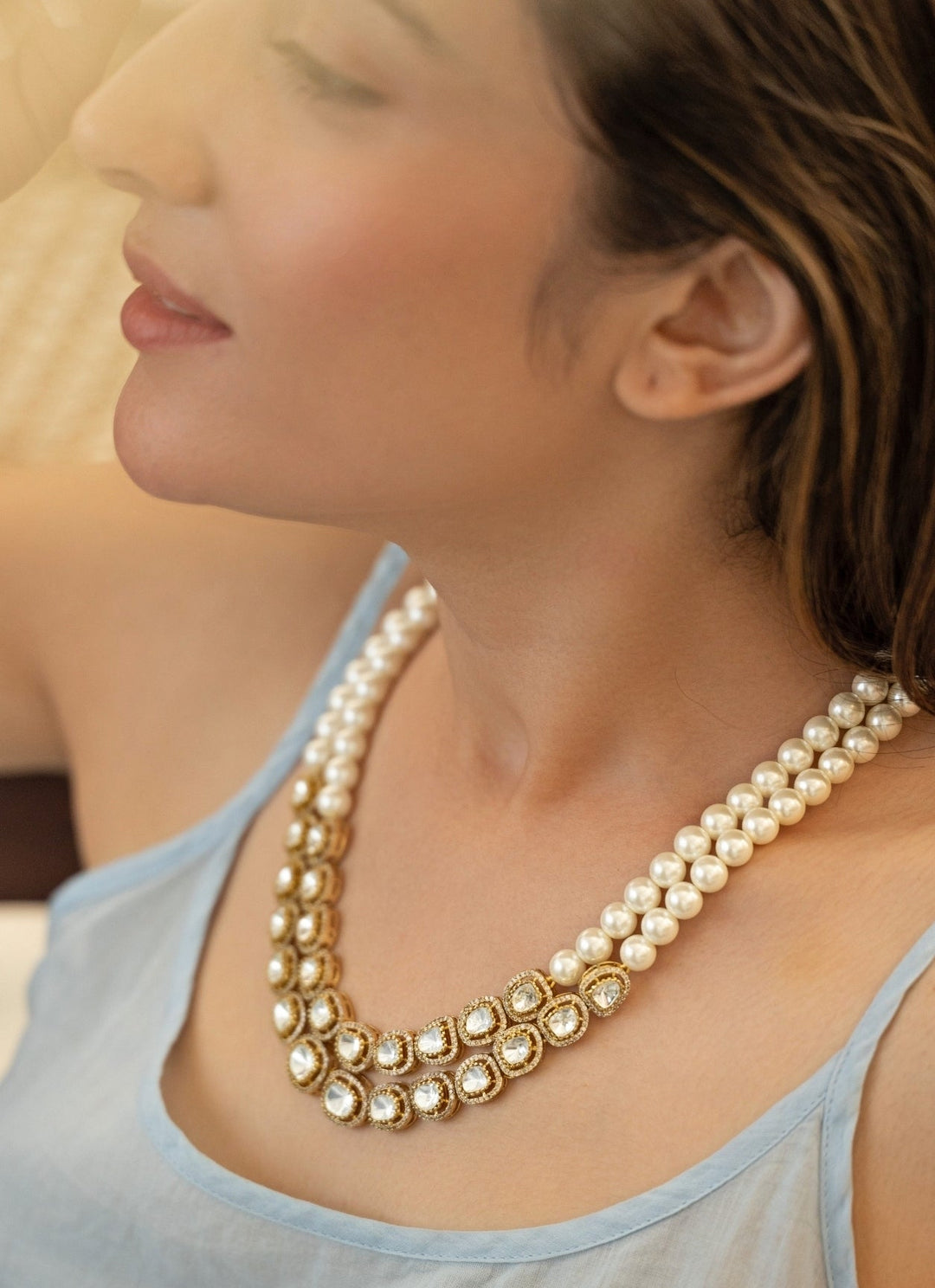 Do Taara Gold Polki Layered NecklaceFabilicious Fashion