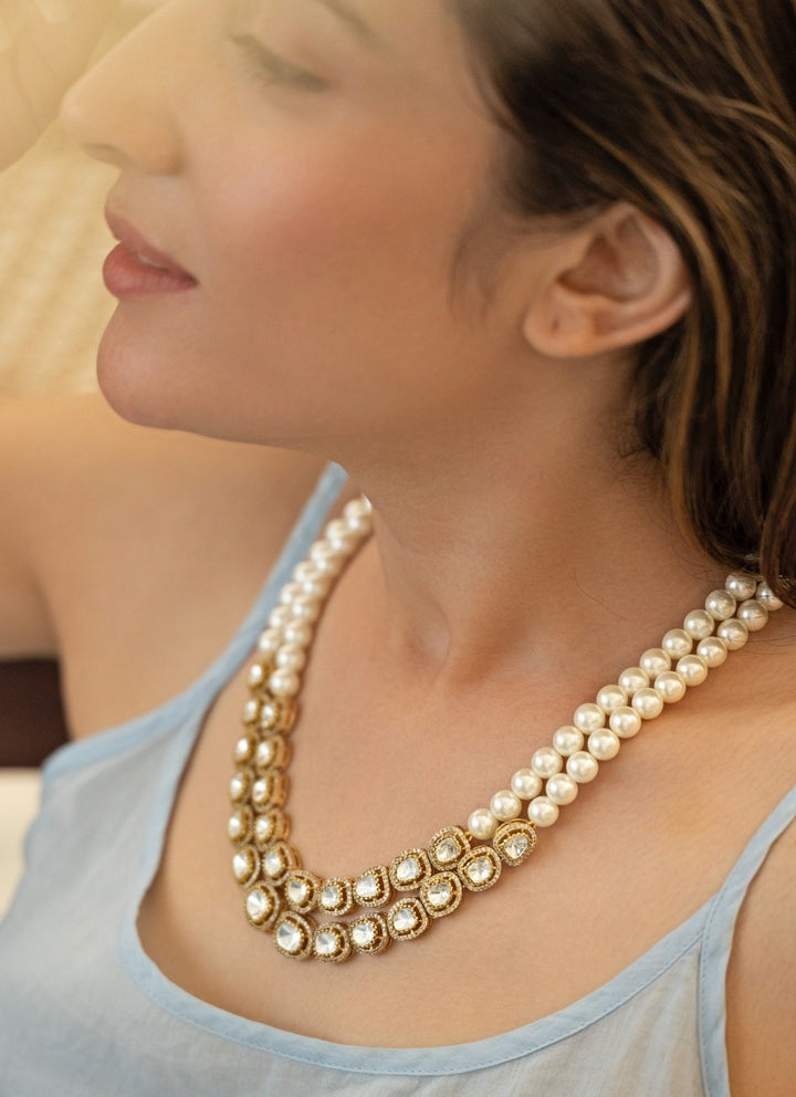 Do Taara Gold Polki Layered NecklaceFabilicious Fashion