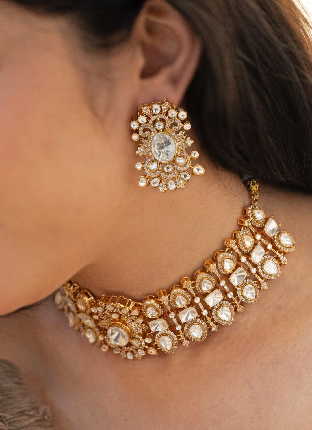 Do Taara Gold Polki Necklace SetFabilicious Fashion