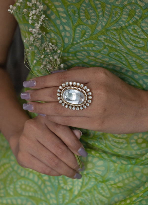 Gold Polki Statement Ring