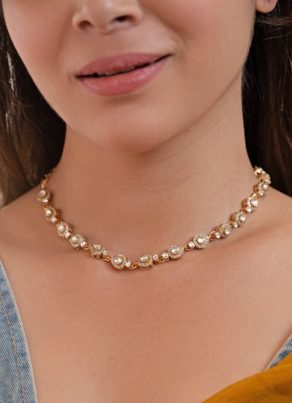 Do Taara Gold Polki String NecklaceFabilicious Fashion