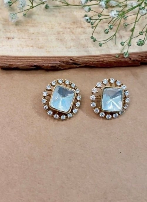 Naymee Gold Polki Stud EarringsFabilicious Fashion