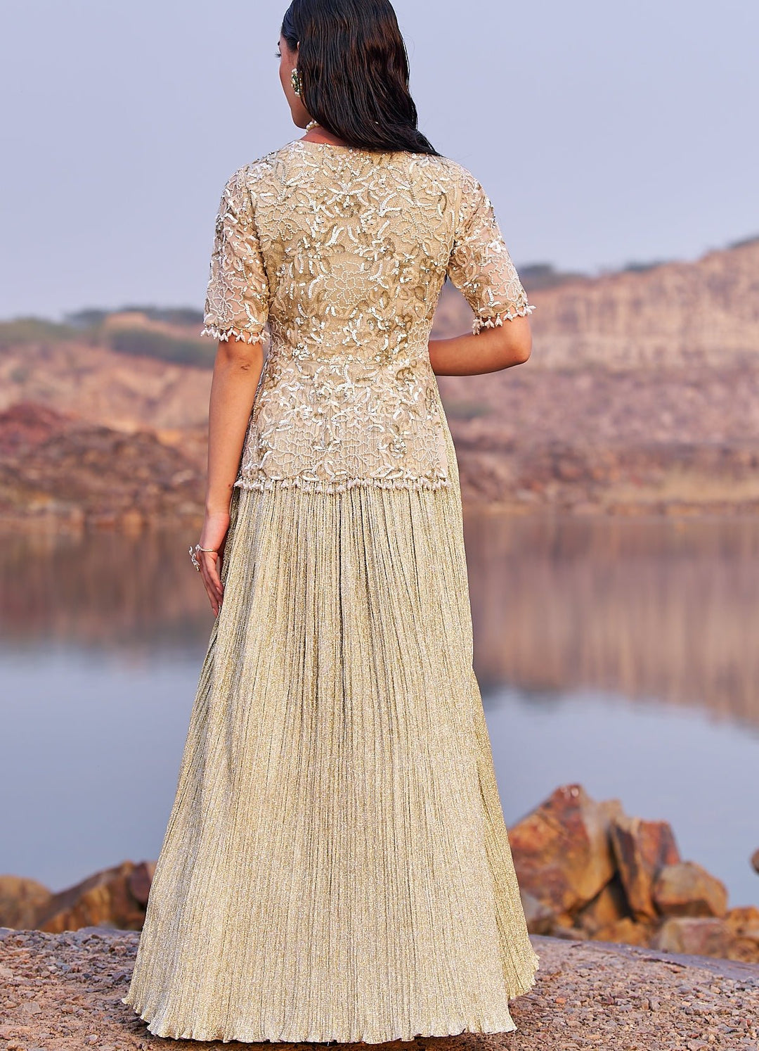 Gold Shimmer Anarkali Nidhika Shekhar - Fabilicious Fashion