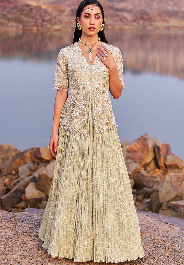 Gold Shimmer Anarkali Nidhika Shekhar - Fabilicious Fashion