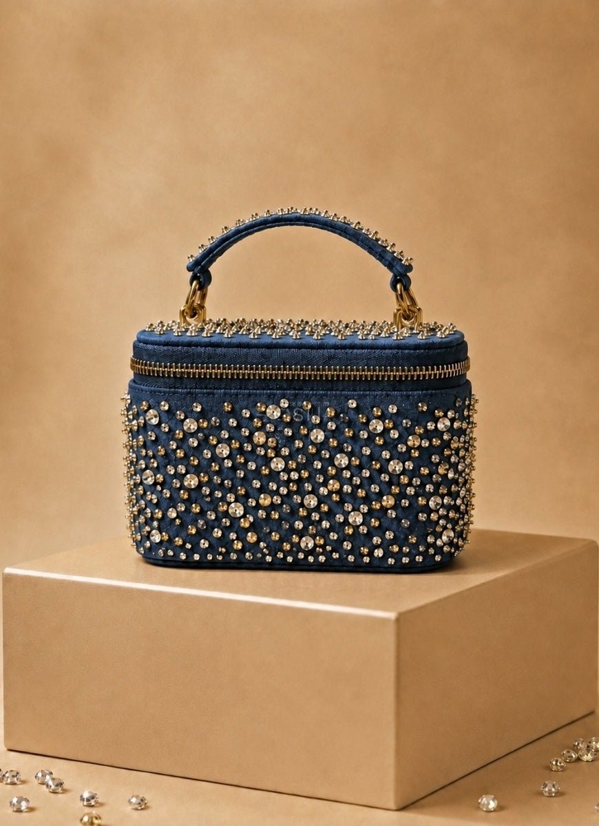 House of Kosha Gold & Silver Denim Vanity BagFabilicious Fashion