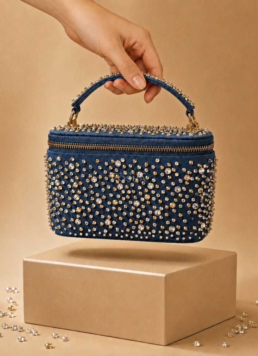 House of Kosha Gold & Silver Denim Vanity BagFabilicious Fashion