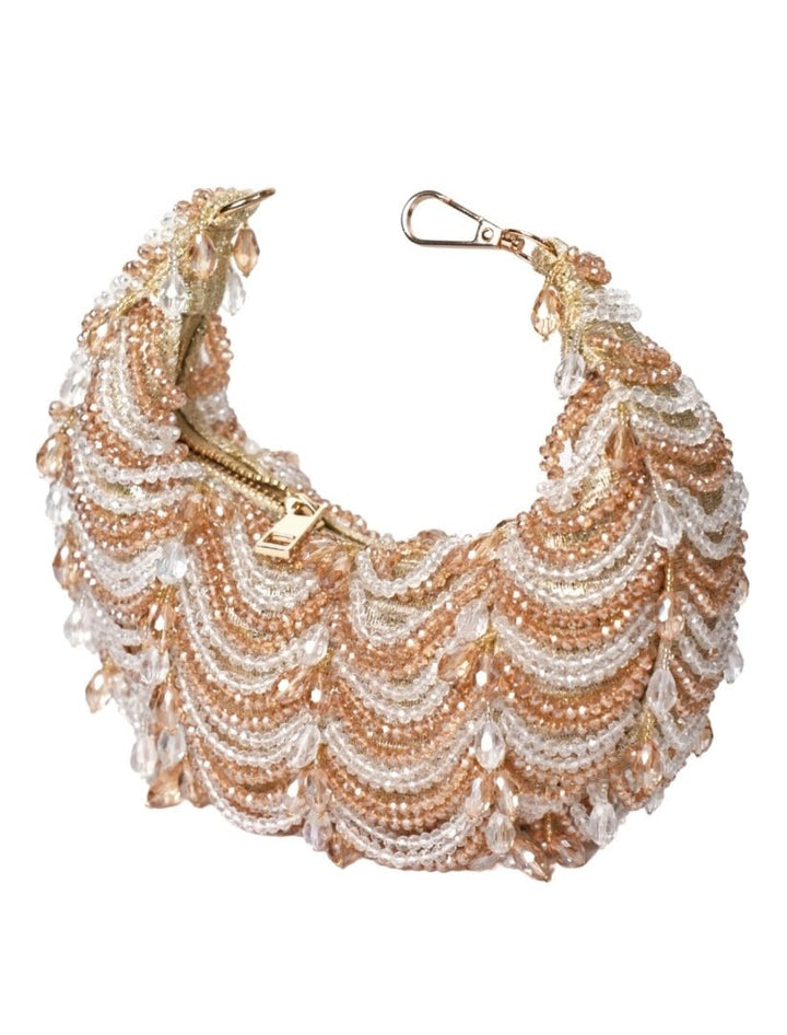 Gold & Silver Georgette Embellished Hobo Bag House of Kosha - Fabilicious Fashion