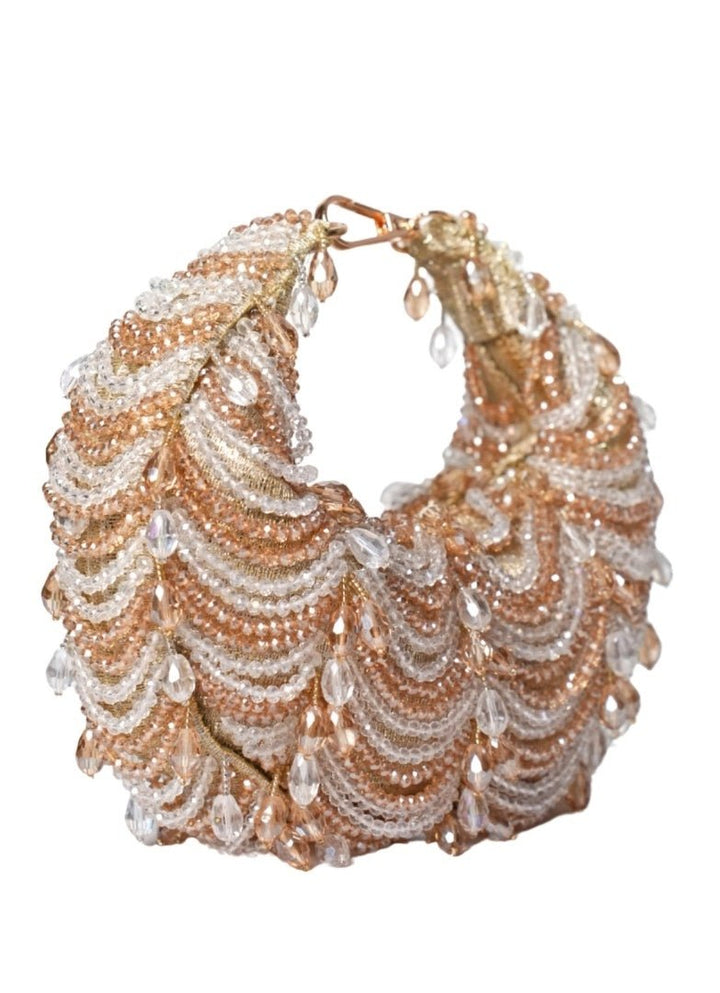 Gold & Silver Georgette Embellished Hobo Bag House of Kosha - Fabilicious Fashion