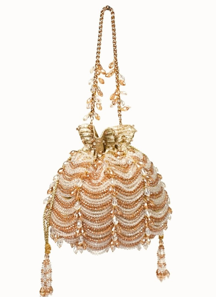 Gold & Silver Georgette Embellished Potli House of Kosha - Fabilicious Fashion