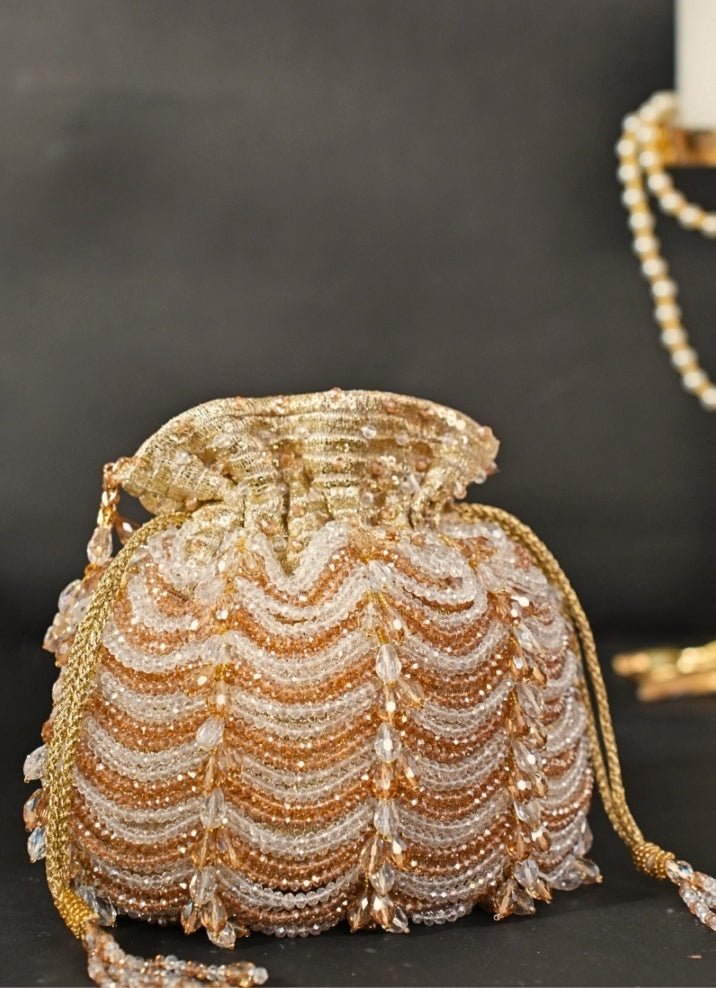 Gold & Silver Georgette Embellished Potli House of Kosha - Fabilicious Fashion