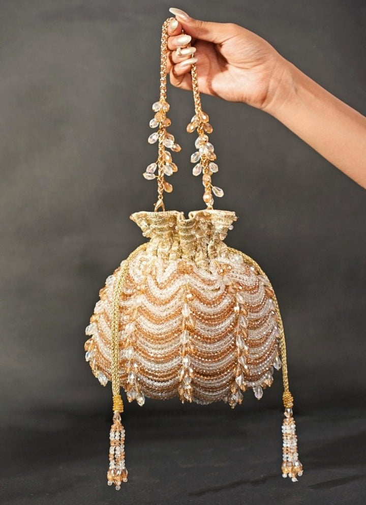 Gold & Silver Georgette Embellished Potli House of Kosha - Fabilicious Fashion