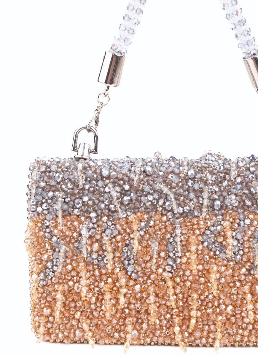 Gold &amp; Silver Suede Clutch House of Kosha - Fabilicious Fashion