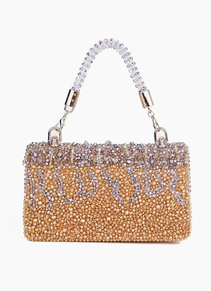 Gold &amp; Silver Suede Clutch House of Kosha - Fabilicious Fashion