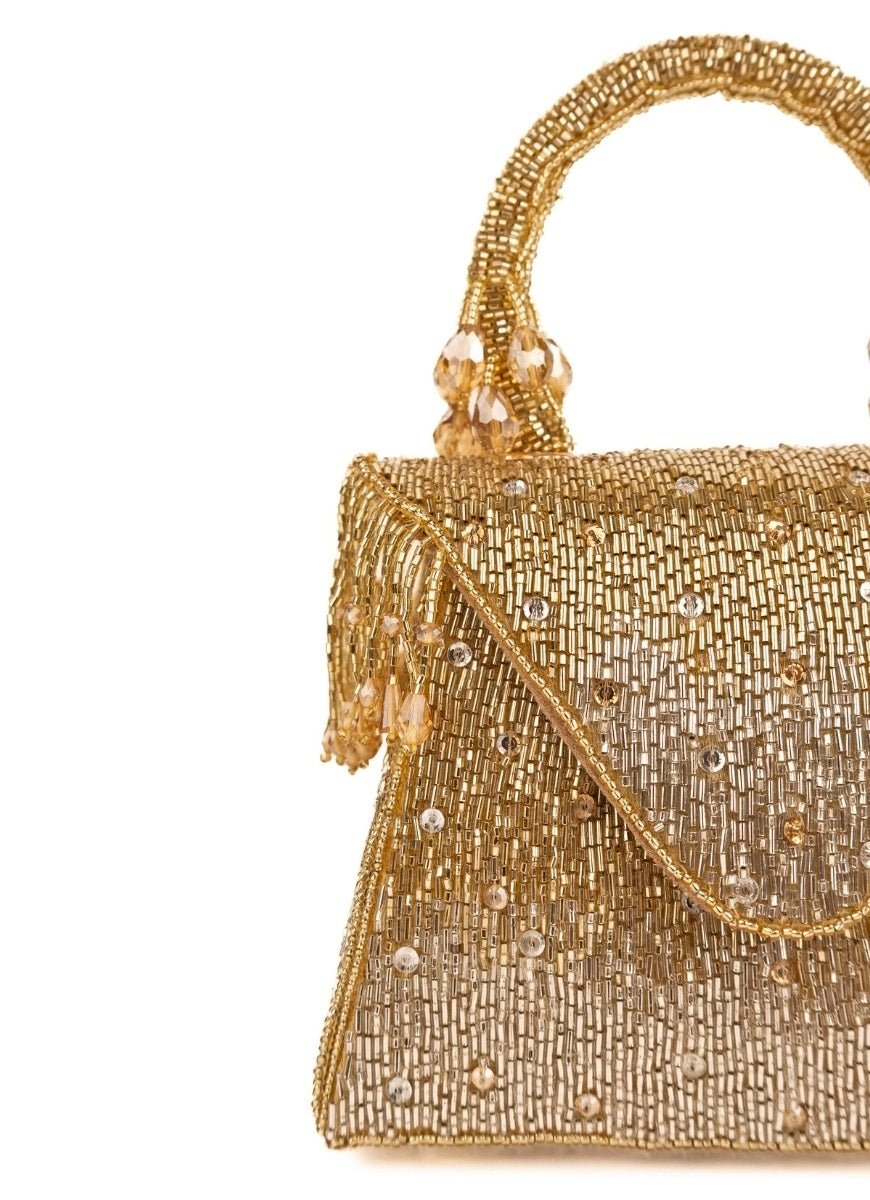 Gold &amp; Silver Suede Handcrafted Box Bag House of Kosha - Fabilicious Fashion