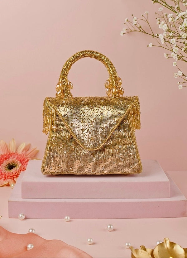 Gold & Silver Suede Handcrafted Box Bag