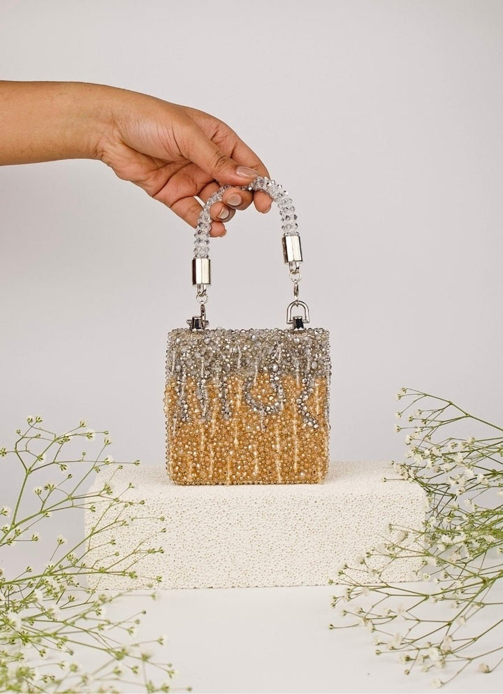 Gold &amp; Silver Suede Mini Bag House of Kosha - Fabilicious Fashion