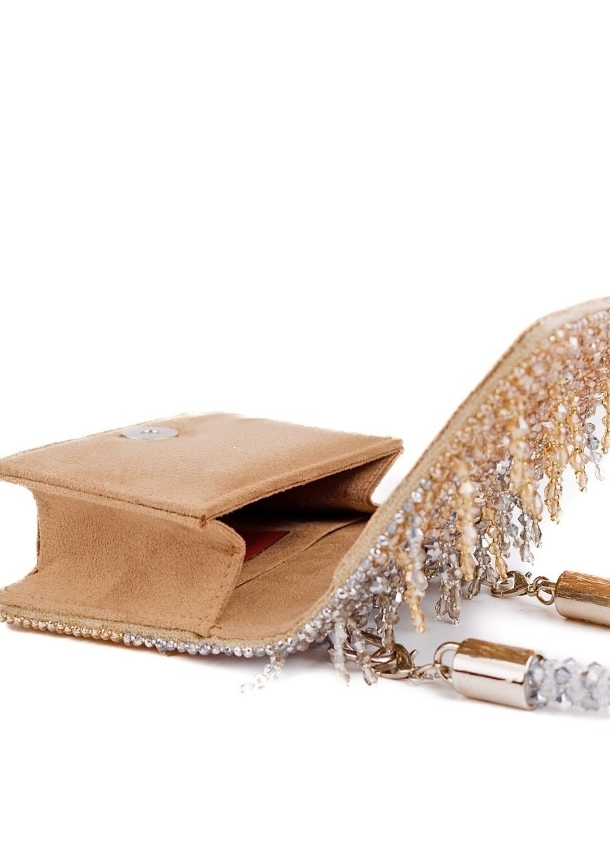 Gold &amp; Silver Suede Mini Bag House of Kosha - Fabilicious Fashion