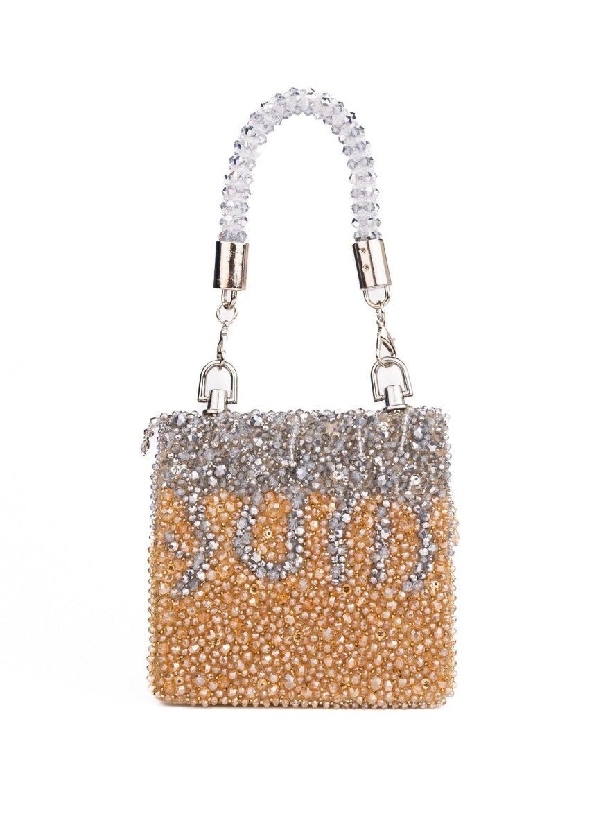 Gold &amp; Silver Suede Mini Bag House of Kosha - Fabilicious Fashion