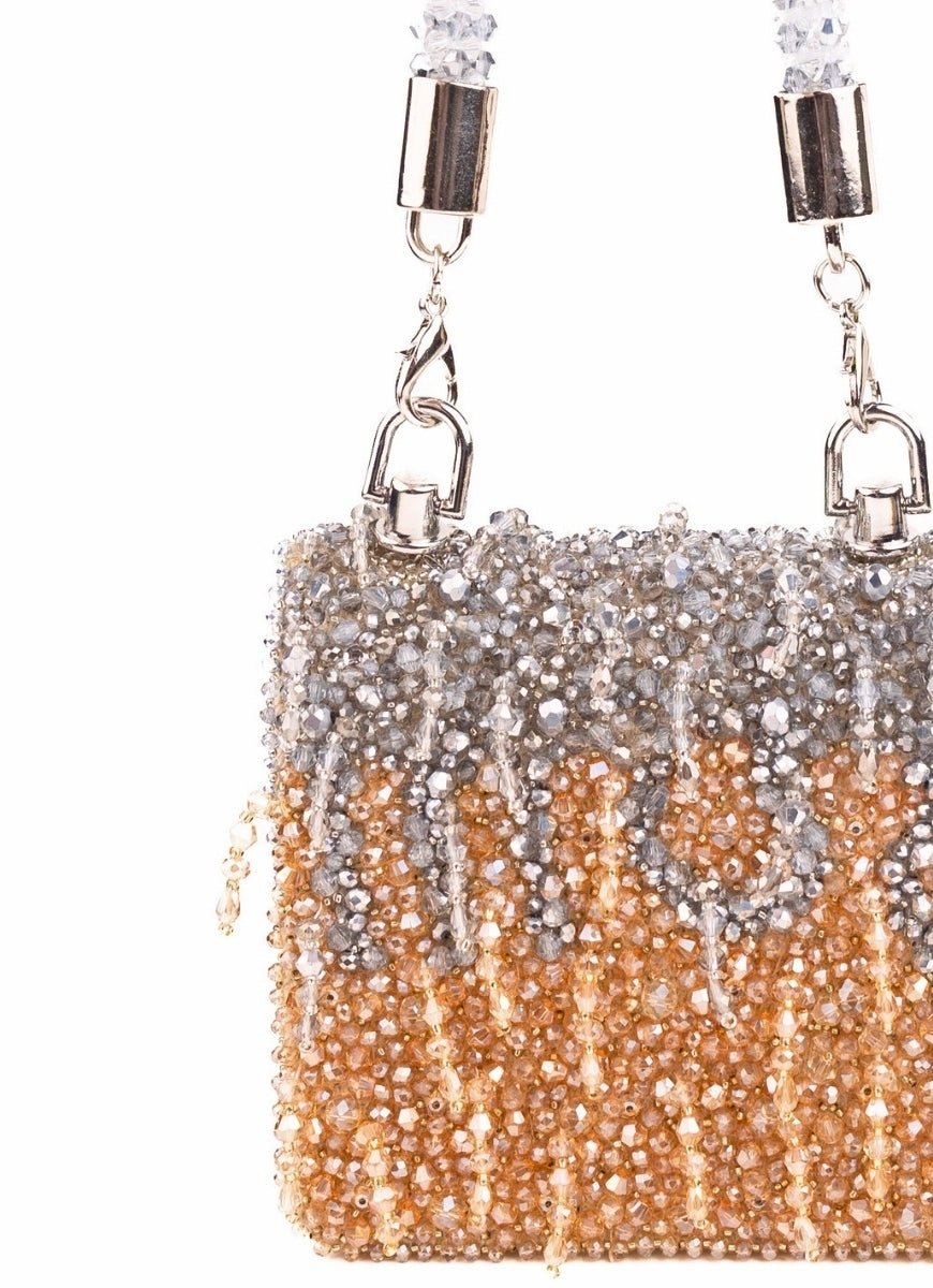 Gold &amp; Silver Suede Mini Bag House of Kosha - Fabilicious Fashion