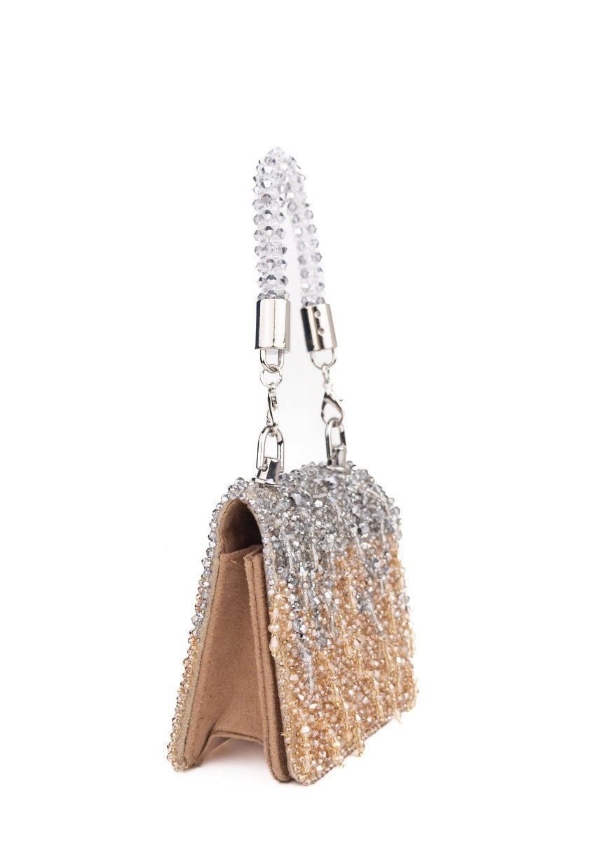 Gold &amp; Silver Suede Mini Bag House of Kosha - Fabilicious Fashion