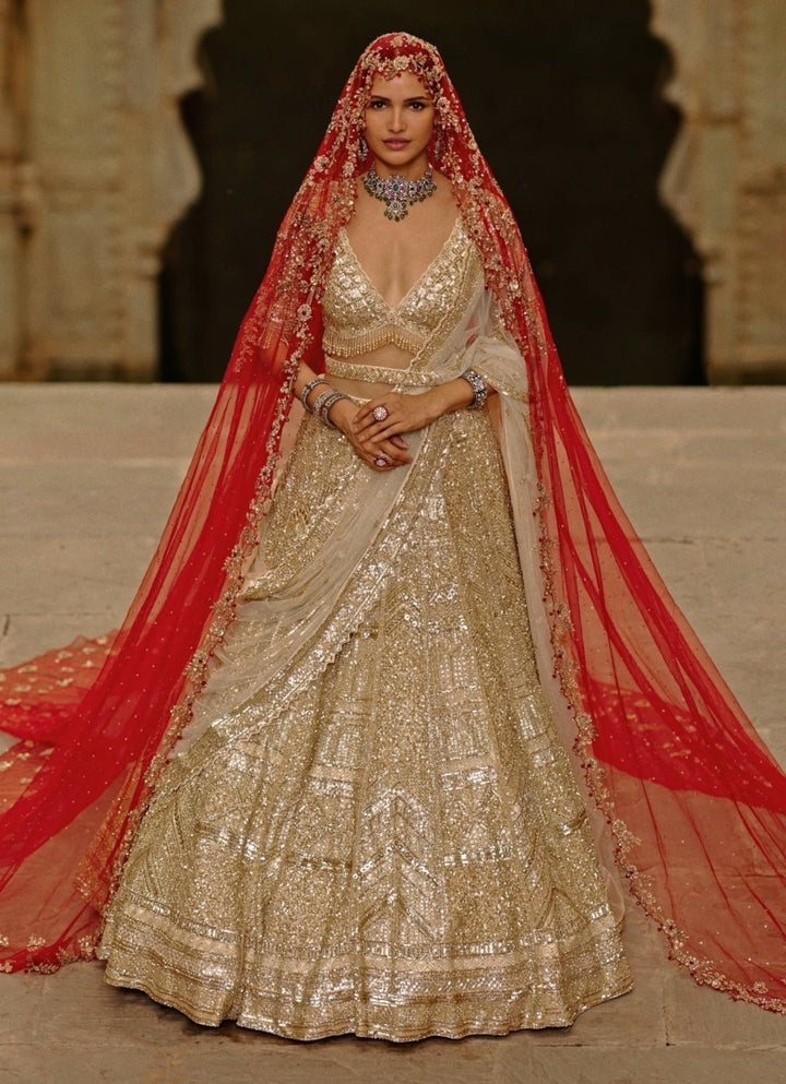 Gold Soft Net Lehenga Set Nitika Gujral - Fabilicious Fashion