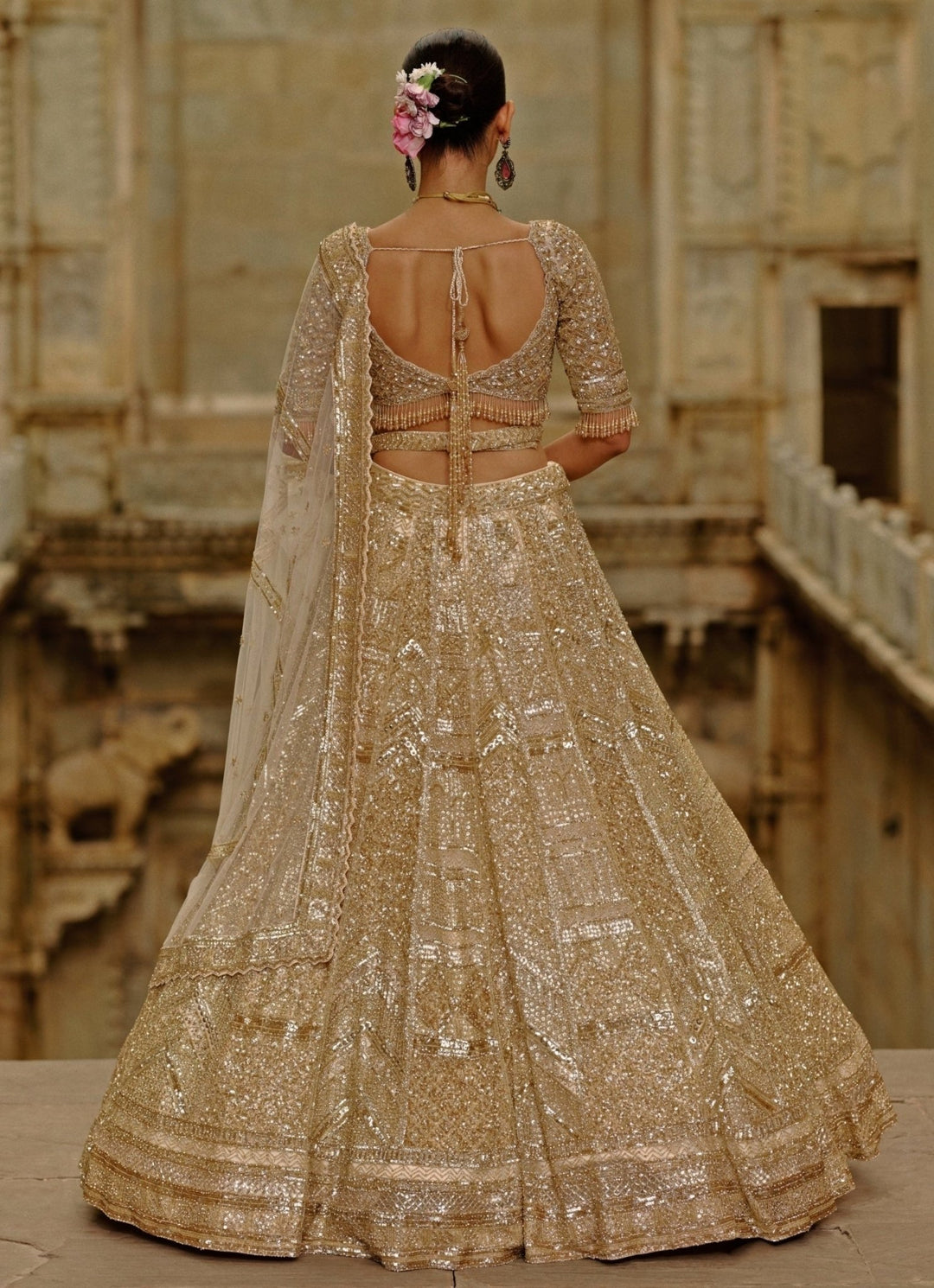 Gold Soft Net Lehenga Set Nitika Gujral - Fabilicious Fashion