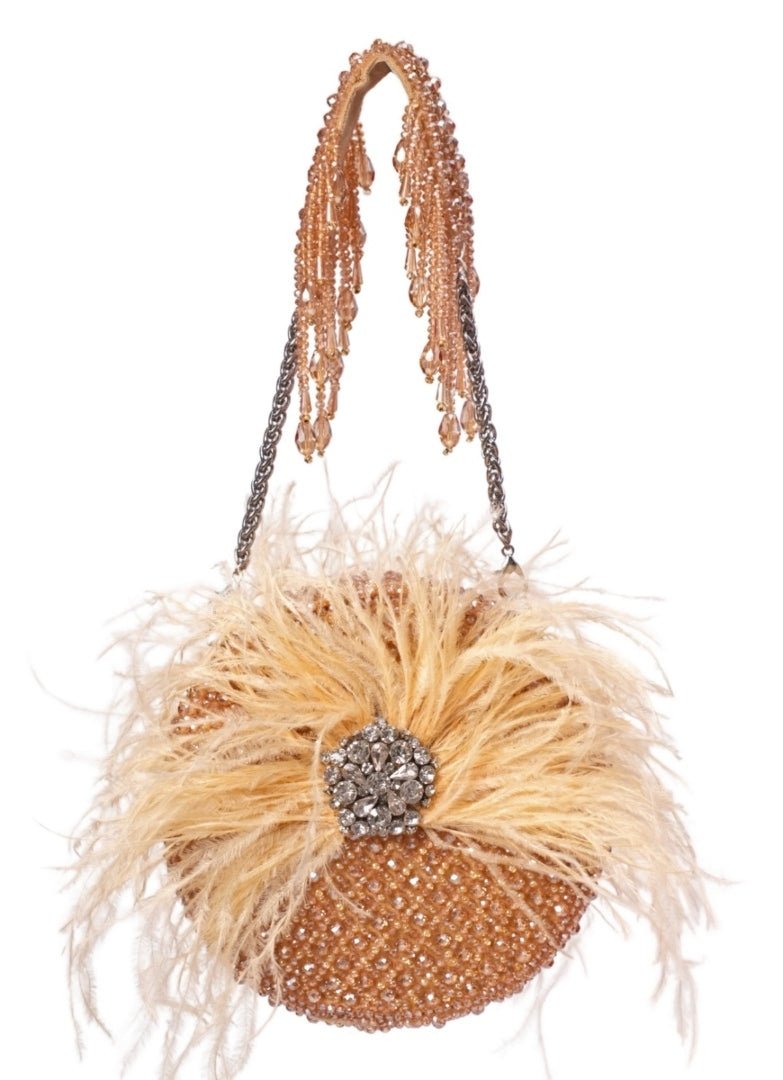 Gold Suede Embellished Clutch House of Kosha - Fabilicious Fashion