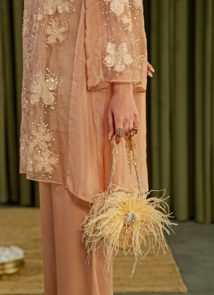 Gold Suede Embellished Clutch House of Kosha - Fabilicious Fashion