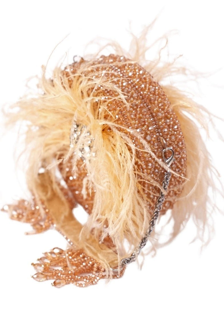 Gold Suede Embellished Clutch House of Kosha - Fabilicious Fashion