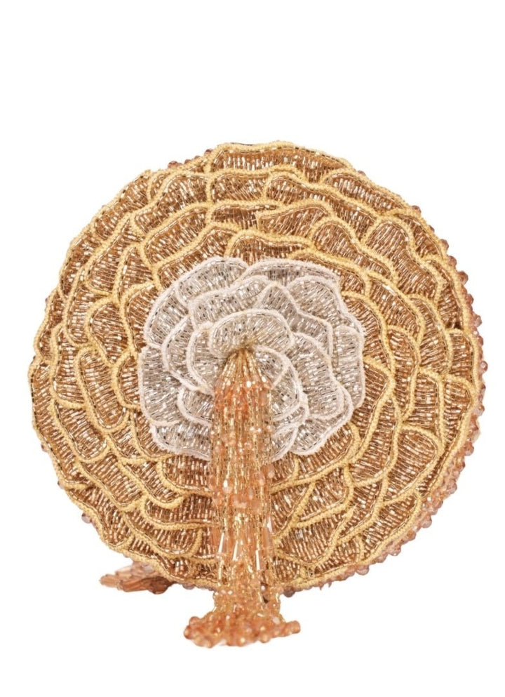 Gold Suede Embellished Clutch House of Kosha - Fabilicious Fashion