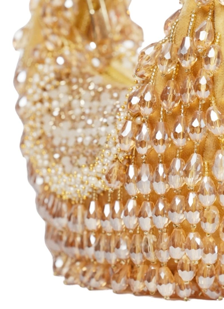 Gold Suede Embellished Hobo Bag House of Kosha - Fabilicious Fashion