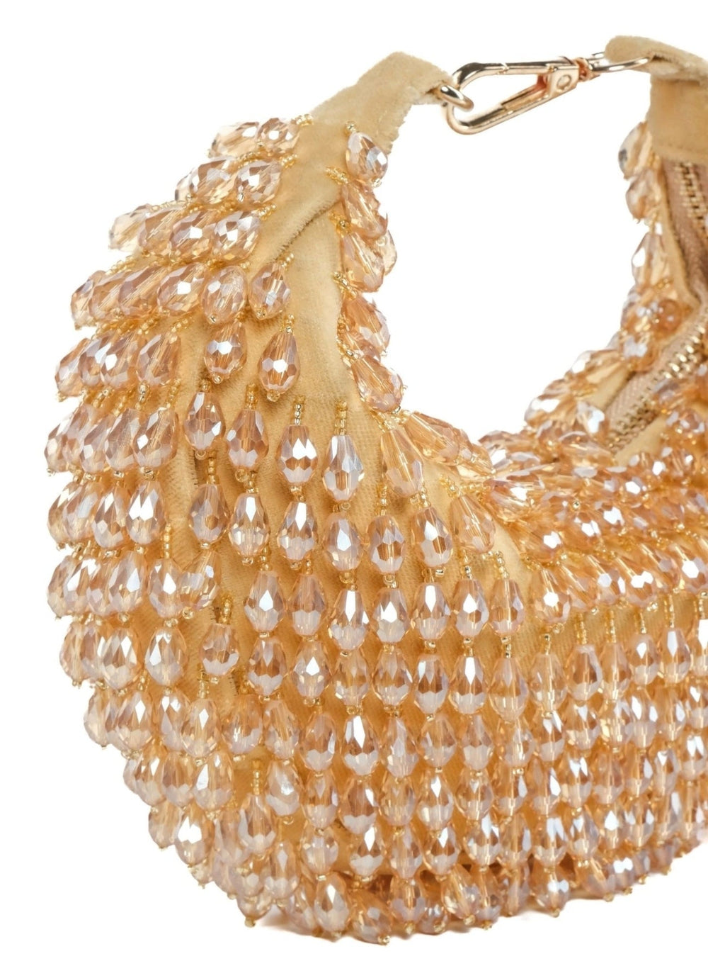 Gold Suede Embellished Hobo Bag House of Kosha - Fabilicious Fashion