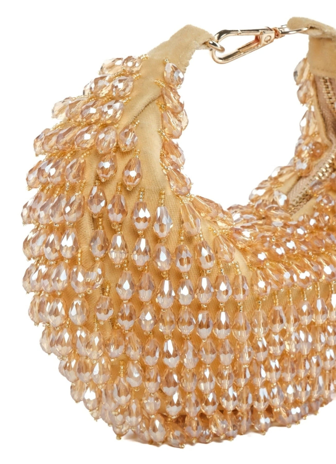 Gold Suede Embellished Hobo Bag House of Kosha - Fabilicious Fashion