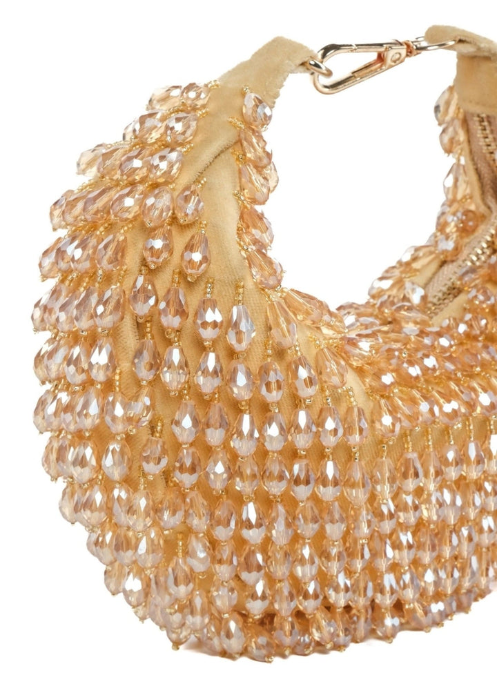 Gold Suede Embellished Hobo Bag House of Kosha - Fabilicious Fashion