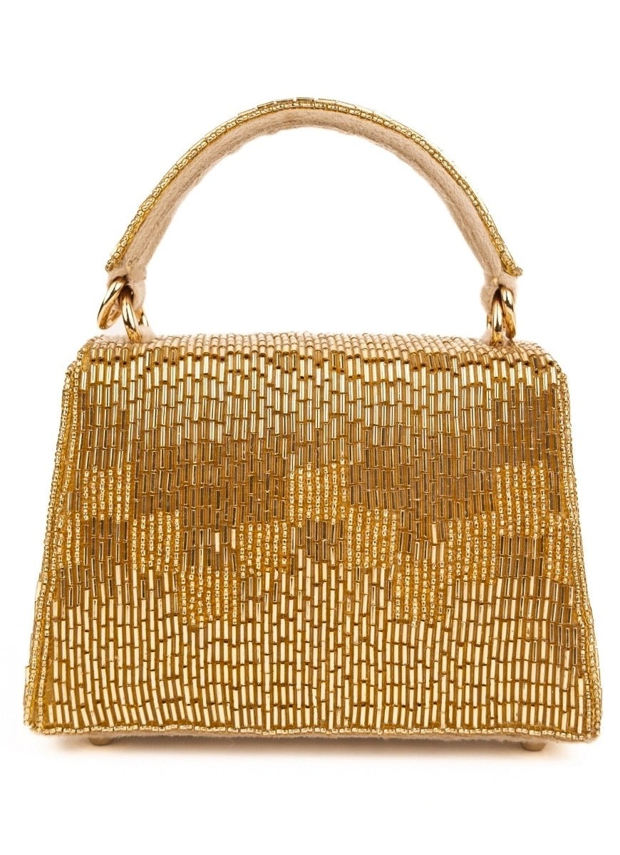 Gold Suede Handcrafted Box Bag House of Kosha - Fabilicious Fashion