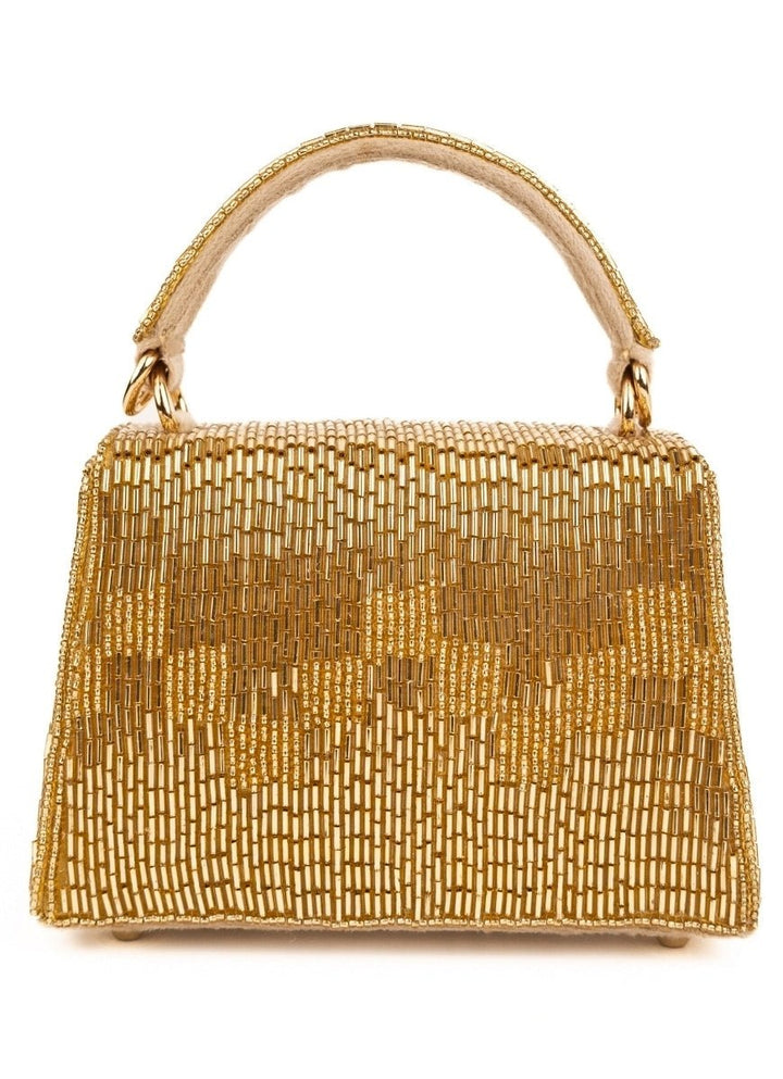 Gold Suede Handcrafted Box Bag House of Kosha - Fabilicious Fashion