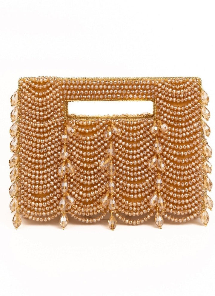 Gold Suede Handcrafted Clutch House of Kosha - Fabilicious Fashion