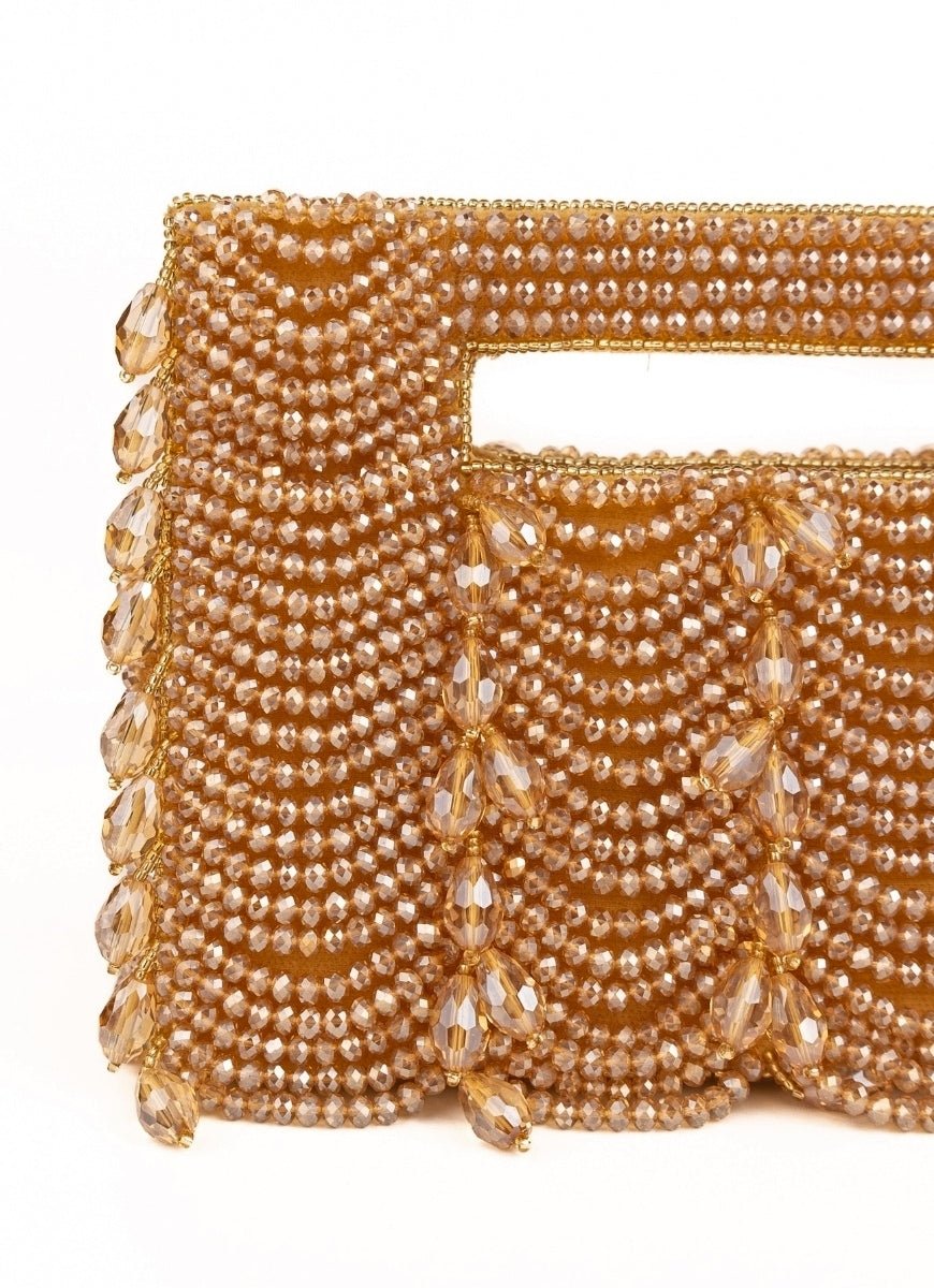 Gold Suede Handcrafted Clutch House of Kosha - Fabilicious Fashion