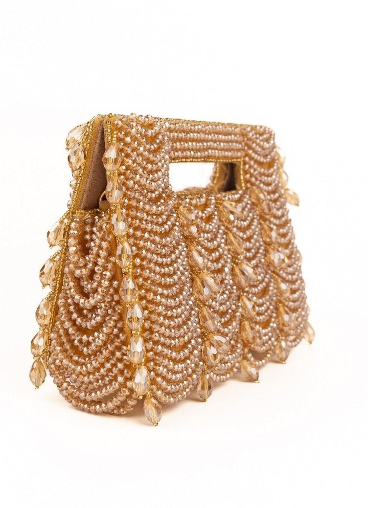 Gold Suede Handcrafted Clutch House of Kosha - Fabilicious Fashion