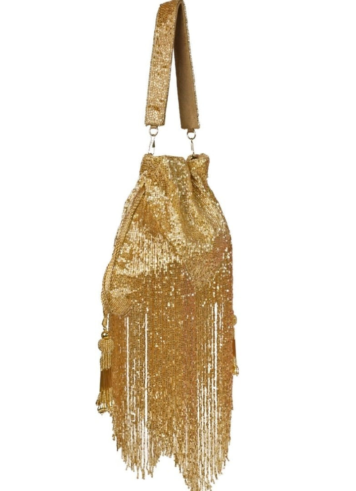 Gold Suede Handcrafted Potli House of Kosha - Fabilicious Fashion
