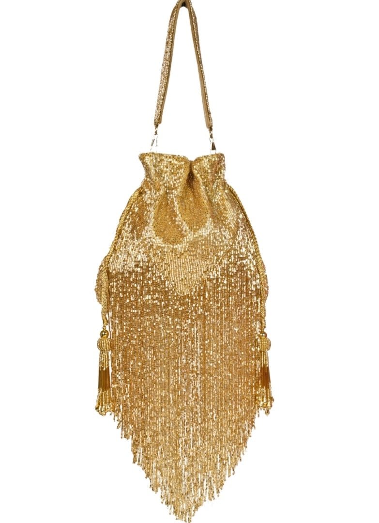 Gold Suede Handcrafted Potli House of Kosha - Fabilicious Fashion