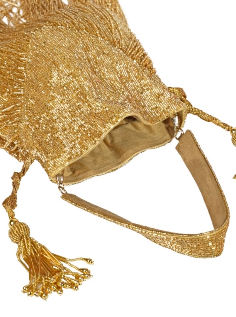Gold Suede Handcrafted Potli House of Kosha - Fabilicious Fashion
