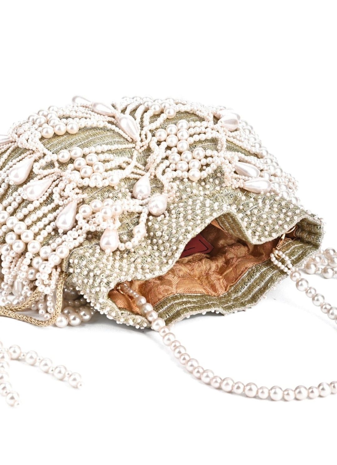 Gold Suede Pearl Potli House of Kosha - Fabilicious Fashion