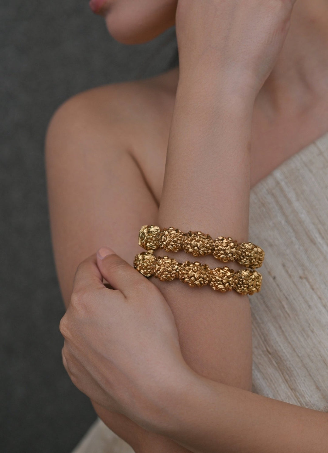 Do Taara Gold Temple Work Bangle SetFabilicious Fashion