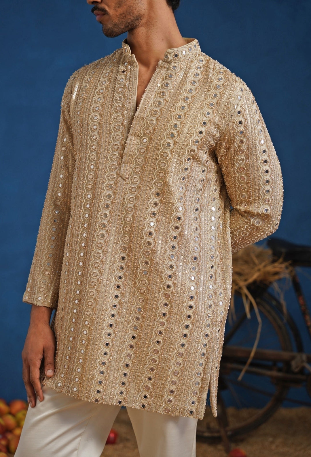 Gold Thread Georgette Short Kurta Set Kalpraag - Fabilicious Fashion